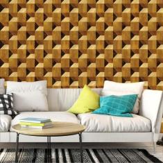 Papel De Parede Madeira Tocos De Angelim Autocolante Sala - LRP