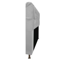 Cabeceira Estofada Lady 160 cm Queen Size Com Capitonê Suede Branco - 