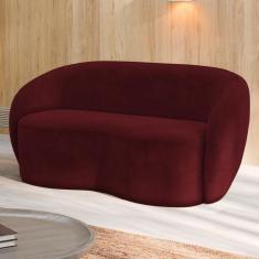 Sofá Living Decorativo 180cm 2 Lugares íbis Encosto Fixo Veludo Bordô G33 - Gran Belo