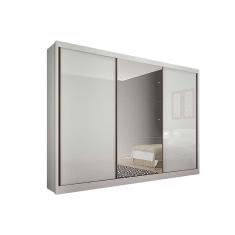 Guarda Roupa Solteiro 3 Portas (1 c- Espelho) E 4 Gavetas Toulon-sonetto Plus Branco - Novo Horizonte