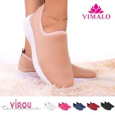 Tênis feminino meia calce fácil slip on leve flexível confortável para