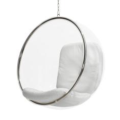 Poltrona Bubble Chair Acrilico Com Estofado Sued Branco Cor Branco