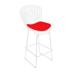 Banqueta Bertoia Branca D60 Assento Vermelho Cor Vermelho