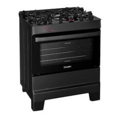 Fogão Esmaltec IDEAL Top Glass T5VAP Preto 5 Bocas com Mesa de Vidro e Acendimento Automático Forno 84L – Bivolt