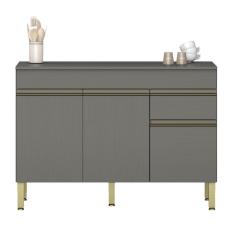 Balcão De Cozinha Com Tampo E 3 Portas Salisburia Gris