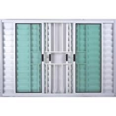 Janela Veneziana de Alumínio 6 Folhas 1,20 X 2,00 Com Grade Cor Branco