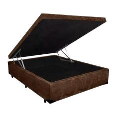 CAMA BOX BAÚ CASAL - Suede Marrom 138X188 - Colchão dos Sonhos