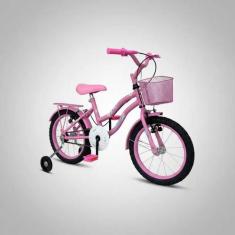 Bicicleta Aro 16 Infantil Feminina Princesa Retro C/ Cestinha Rodinhas