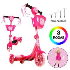 Patinete Regulável Feminino Barbie Com Luzes Envio Imediato - Toys 2U