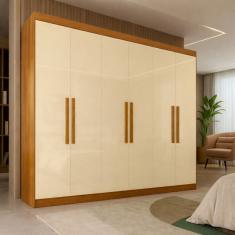 Guarda Roupa Casal 6 Portas Paris Maxel Móveis - Cinamomo/Off White