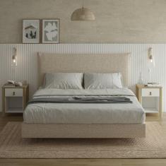 Cama Queen Boreal Flutuante CabeCasa MadeiraMadeira Bege