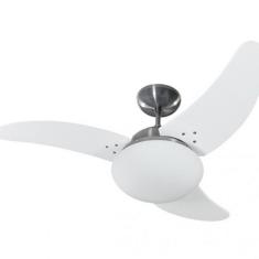 Ventilador de Teto Solano Tron Aço Escovado 3 Pás Brancas