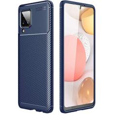 Capa Capinha Anti Impacto Para Samsung Novo Galaxy A12 A125F com Tela de 6.5" polegadas - Case Com Desenho Fibra De Carbono Shock Queda - Danet (Azul)