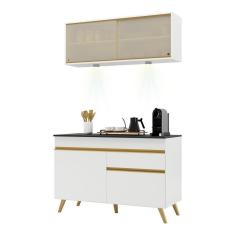 Armário De Cozinha Compacta 120cm V2013 Branco Dourado