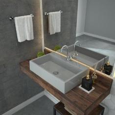 Kit Cuba Rt55 com Torneira 1198 Metal e Válvula Click 1 Polegada B e Sifão Cromado e Flexível Compace Cinza