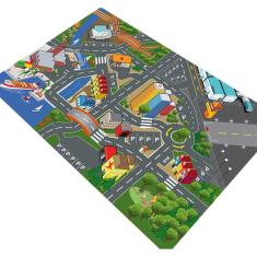 Pista Para Carrinhos Miniatura Cidade Lago Prédios 100x50cm