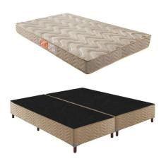 Box Queen Florença 42x158x198cm com Colchão Queen Unique D33 Duoface 25x158x198cm Rustico Bege