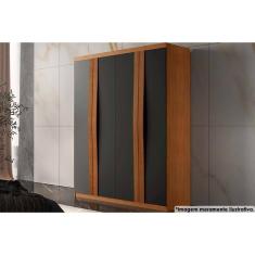 Guarda Roupa Solteiro 4 Portas e 2 Gavetas Grécia Naturale/Grafite - Rufato