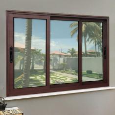 Janela Elite 3 Folhas Moveis Sequenciais 120 X 240 Vidro Liso Corten