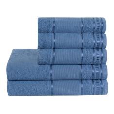 Toalha De Banho 5 Peças Premium Azul Jeans Dianneli