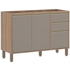 Balcão para Pia Luciane Yara 2 Portas 3 Gavetas 1304 - Vanilla/Graff