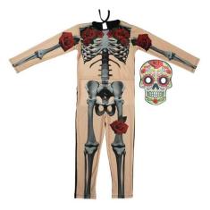 Fantasia Caveira Mexicana Infantil Com Máscara de Halloween - Fantasia