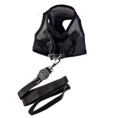 Coleira Peitoral Com Guia Aerado Para Cachorro Preta P - Nicapet