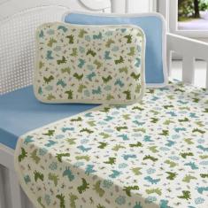 Jogo De Cama Bebê 3 Peças - Lençol Liso - Fronha Estampada - Fronha Li