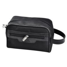 Bolsa / Necessarie ANDRIA em Nylon c/ Couro Galvani, Preto