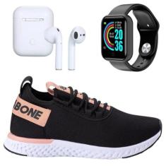 KitTênis Esportivo Feminino com Fone Sem Fio e Relógio Inteligente - J