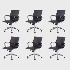 Kit 6 Cadeiras para Escritorio Diretor Esteirinha com Relax Corino 3301