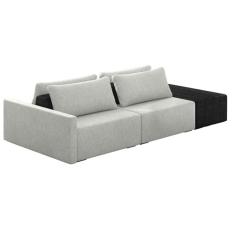 Sofá Ilha Modular Living Com Puff 232cm Georgia Z08 Linho Cinza/preto - Mpozenato
