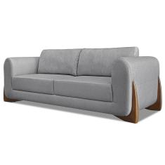 Sofá 2 Lugares Base De Madeira 160cm Izzy S06 Linho Cinza - Mpozenato