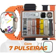 Relógio Inteligente Smartwatch S Ultra, 7 Pulseiras, Kit Pink, Carrega