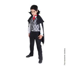 Fantasia Vampiro Twilight Infantil com Capa e Gravata - Halloween - Su