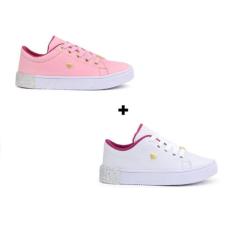 Tênis Juvenil Para Crianças Meninas Kit Dois Pares Infantil Escolar So