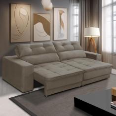 Sofá Retrátil e Reclinável 2 lugares 1,50m com Molas Emily Suede Capuccino Adonai Estofados