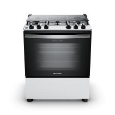 Fogão Brastemp 5 Bocas Cor Branca Com Botões Removíveis E Exclusivo Aro Protetor - Bfs5ndb Bivolt