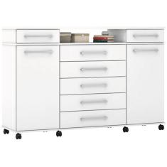 Cômoda 7 Gavetas 2 Portas com Rodízios London Demóbile, Branco