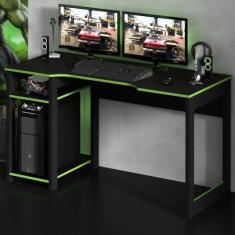 Mesa Gamer Destiny Ideal Para 3 Monitores Preto/Verde - Tecno Mobili