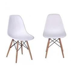 Kit 2 Cadeiras Base Madeira Dkr Eames Or Design Branco