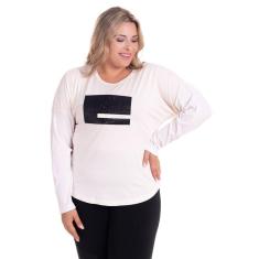 Blusa Manga Longa Feminina com Aplique em Glitter