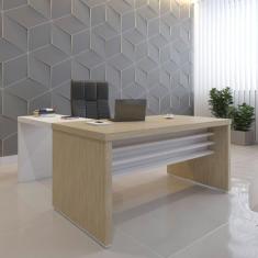 Mesa de Escritório em L Executiva Tamburato Artany Carvalho/Branco