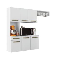Armário De Cozinha Completa Suspenso Com Balcão 6 Portas 1 Gaveta Belíssima Branco Aramóveis Branco