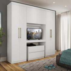Guarda Roupa 6 Portas 2 Gavetas Carraro (Branco)