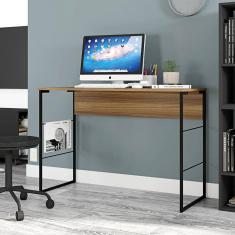 Mesa Industrial Para Escritório Lâmina Marrom Preto Fabrick 120 Caemmun