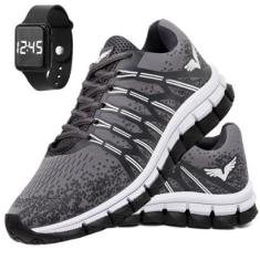 Tênis Masculino Corrida Caminhada Veloz + Relogio-Masculino