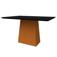 Mesa De Jantar Para 4 ou 6 Lugares Tampo De Madeira Com Vidro 1,35m Bá