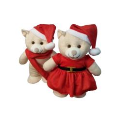 Urso De Natal Pelúcia Casal De Papai e Mamãe Noel -30cm- Enfeite- Brin