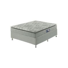 Cama Box Casal Cinza + Colchão Ortopédico Espuma D33 Pillow Top Hanove